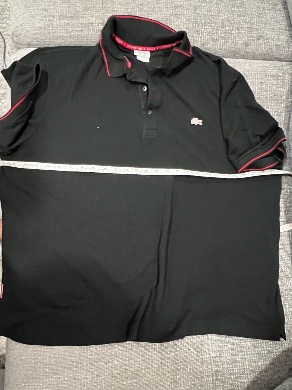 Lacoste Sport Men's Tipped Pique Polo Shirt Black Red White size 4xl.  L32